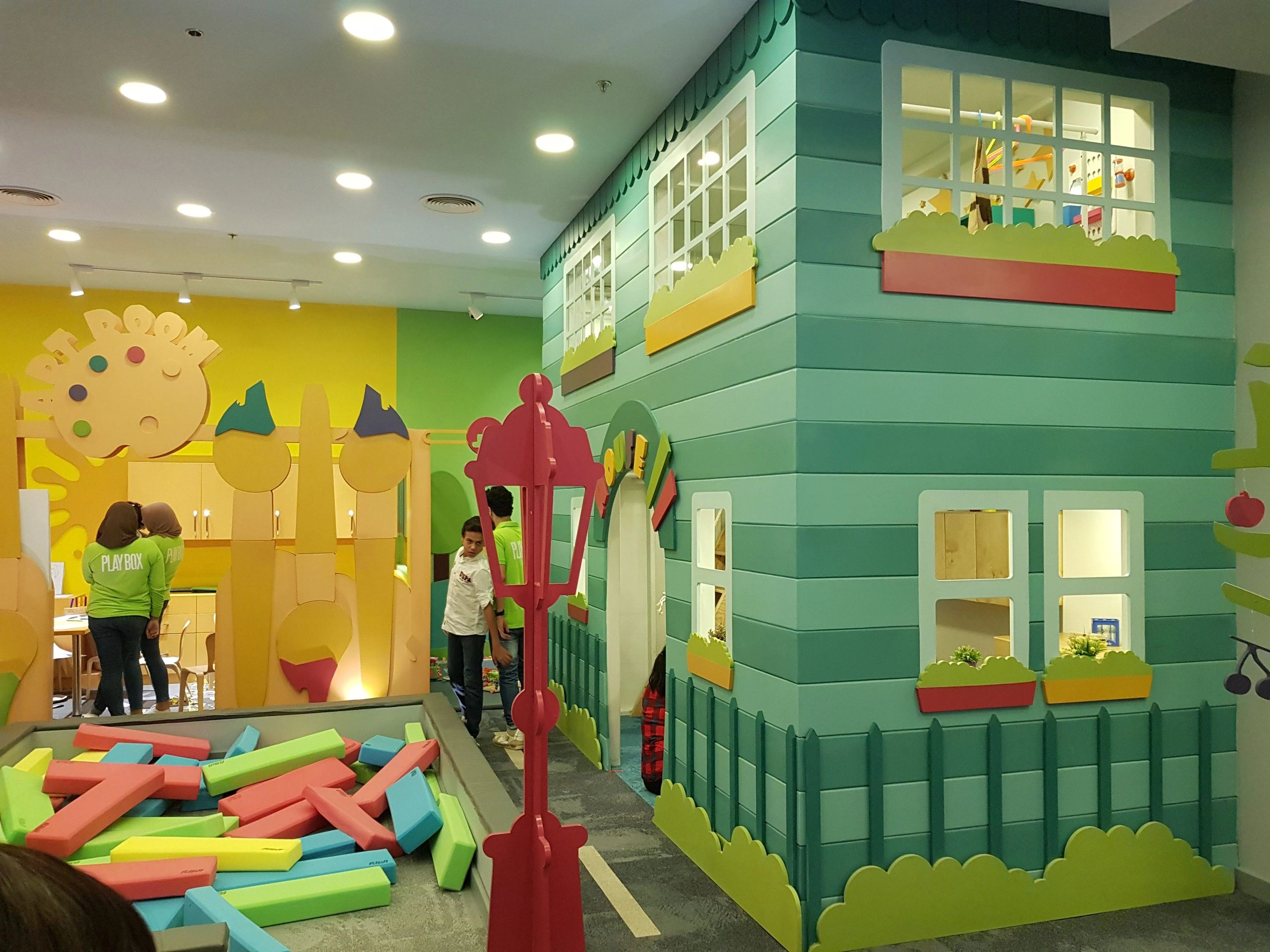 Colorful custom-built children's play area